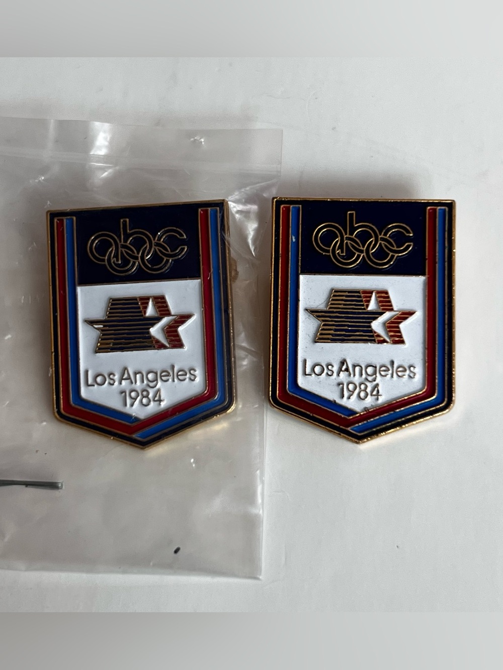 Vintage 1984 Los Angeles Olympic Games Enamel Lapel Pin Lot Of 2 ABC Network